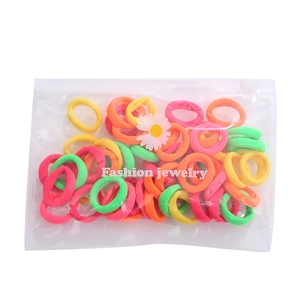 Colorful high-elastic seamless hair ties in a daisy-branded transparent frosted bag