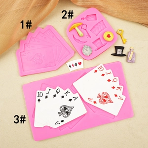 Playing Cards Poker Magic Theme Silicone Mold DIY Baking Chocolate Fondant Resin Clay Crafting Keys Hat Clock Mushroom