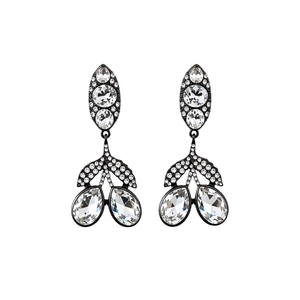 Boucles d'oreilles pendantes vintage en métal noir avec cristaux étincelants