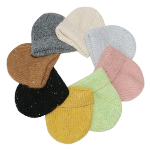 Wool blend sequin knit beanies for women in eight assorted colors for winter warmth