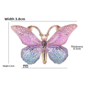 Detailed view of resin gradient butterfly pendant dimensions 3.8x2.3cm for DIY jewelry