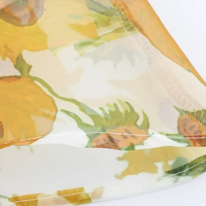 Elegant organza maxi skirt with sunflower oil painting print and fine stitching
