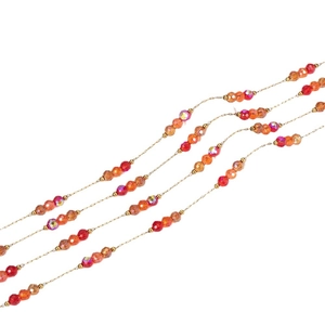 18k gold plated stainless steel chain with red crystal beads for DIY hair accessories