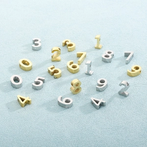 Minimalist gold and silver number charms 0-9 for DIY stainless steel jewelry making