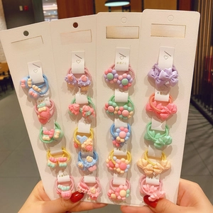 20 pairs of colorful cartoon hair ties for girls featuring fruit and floral resin charms