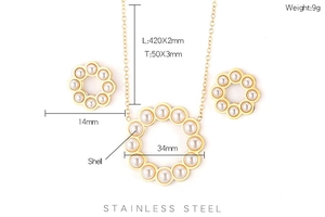 Specifiche del set di collana e orecchini in acciaio inossidabile e conchiglia naturale