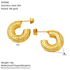 Detailed size and material guide for 18K gold plated stainless steel hoop earrings