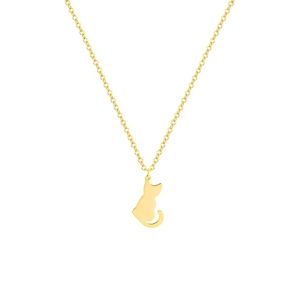 Collier en acier inoxydable plaqué or 18K avec pendentif chat minimaliste pour femme