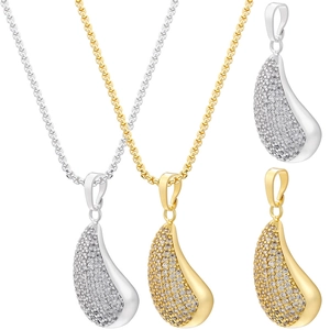 Collier Pendentif Goutte D'eau Avec Zircone Cubique Cuivre Plaqué Bijoux Pour Femmes Style Élégant Simple