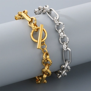 Bracciali minimalisti in acciaio inossidabile oro e argento con chiusura OT
