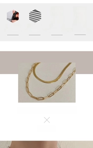 Detail of 18k gold plated titanium steel double layer snake and paperclip chain necklace