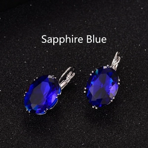 Oval Cubic Zirconia Leverback Earrings For Women Elegant Copper Base Dangle Drop Jewelry Korean Style Versatile Colorful