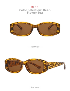 Detail of tortoise shell sunglasses featuring quilted lattice texture on the side temples