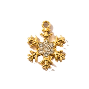 Sparkling gold snowflake charm pendant with inlaid crystals for DIY jewelry making