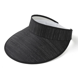 Fashionable black textured woven sun visor hat for outdoor family trips and sun protection