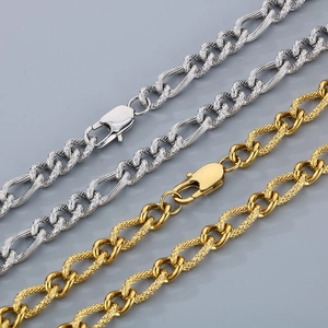 Strukturiertes Edelstahl-Panzerketten-Halsketten-Set in Gold- und Silbe-Ausführung