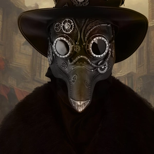 Maschera da medico della peste steampunk con ingranaggi per cosplay di Halloween