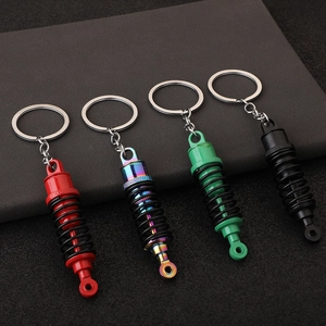 Car Shock Absorber Keychain Zinc Alloy Miniature Damper Model Tuning Part Mechanical Keyring Gift