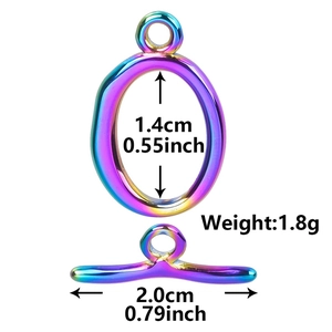 Rainbow plated stainless steel OT toggle clasp set with 1.4cm O-ring and 2.0cm T-bar dimensions
