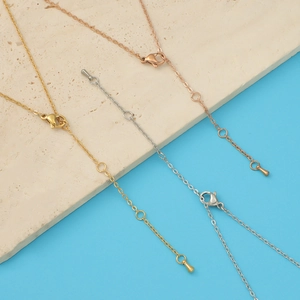 Minimalist Chain Necklace 304 Stainless Steel 18K Gold Plated Cross Chain With Water Drop Pendant Adjustable Extension