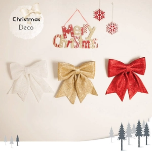 Christmas Glitter Bow Ornaments Shiny Sequined Foam Decorative Bowknot Hanging Decoration For Holiday Party Tree