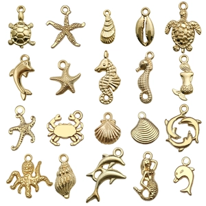 Ocean Sea Animal Charms Pendants Zinc Alloy Metal Starfish Seahorse Mermaid Shell Dolphin Nautical DIY Jewelry Making Crafting