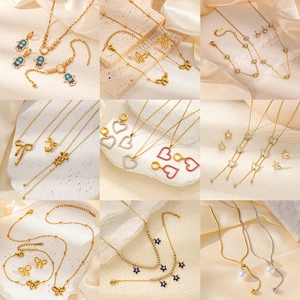 Elegant Pendant Necklace Stainless Steel Gold Plated Heart Butterfly Star Flower Shell Fashion Jewelry Gift For Women