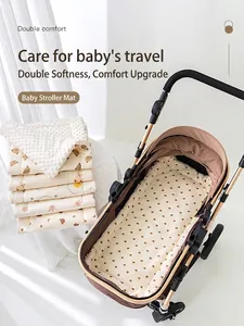 Stroller Seat Liner Cushion Breathable Cotton Gauze And Textured Minky Dot Fabric All Seasons Soft Soothing Padding For Infants