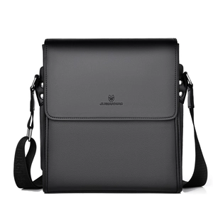 Men Crossbody Messenger Bag PU Leather Water Resistant Business Casual Travel Shoulder Bag Retro Vertical Square Style