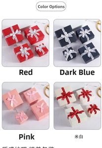 Lid-off jewelry gift boxes with bow ribbons in four colors and various sizes