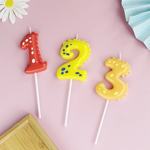 Colorful dinosaur number candles 1 2 3 for children birthday party cake decoration