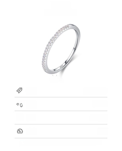 Detail of 1mm slim S925 sterling silver ring featuring white opal stones and 0.9g weight