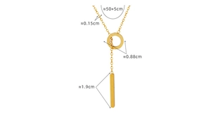 Detailed size specifications for minimalist 18K gold plated tassel chain necklace