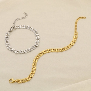 Bracelets à grosses mailles NK en finitions or et argent avec fermoir mousqueton