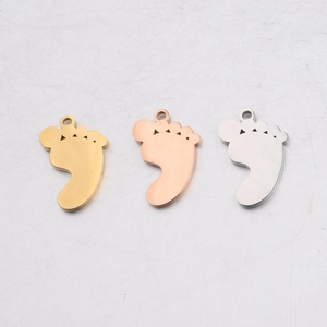 Baby Footprint Charms Rhinestone Inlaid 304 Stainless Steel Mirror Polished Pendants For DIY Jewelry Making Crafting
