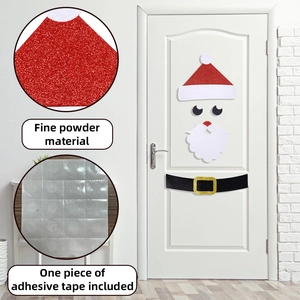 DIY Christmas door decal with Santa Claus elements made of red glitter felt material