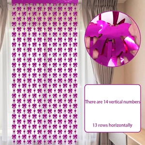 Purple bow and star foil fringe curtain for birthday party wall decoration backdrop