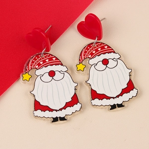 Christmas Santa Claus earrings featuring festive red heart studs and dangling holiday charms
