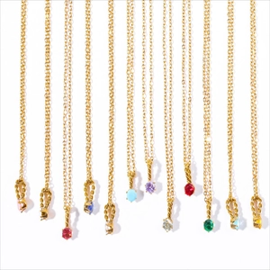 Titanium steel necklaces with round birthstone pendants in multiple vibrant colors