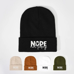 Bonnet En Tricot Brodé Nope Not Today Bonnet D'hiver Chaud En Acrylique Accessoire De Streetwear Pour Hommes Femmes