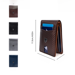 Men's slim RFID blocking wallet in carbon fiber texture with multi-card slots