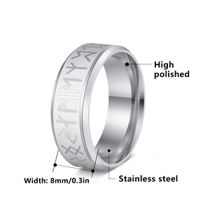 Nordischer 8mm Edelstahl Wikinger Ring mit gebürstetem Silber-Finish für Herren