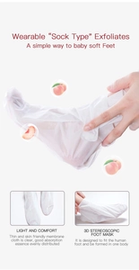 Detailed view of 3D stereoscopic exfoliating foot mask with thin skin-friendly cloth