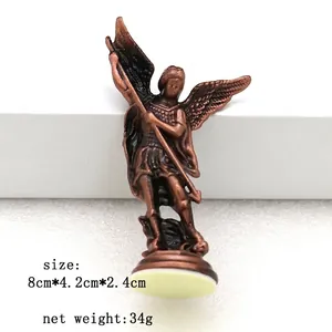 Saint Michael Archangel bronze statue retro metal office home decorative ornament