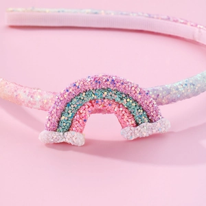 Girls Rainbow Glitter Headband Sweet Gradient Sequin Hair Hoop Performance Accessory For Kids