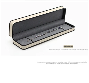 Ivory jewelry box for necklaces with grey velvet lining, sized 22x5x3cm for elegant display