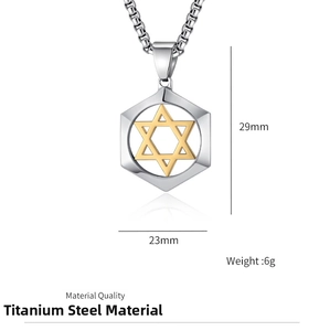Detailed size specifications of the stainless steel Star of David pendant necklace