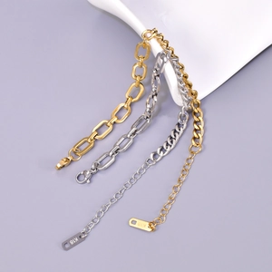 Bracciali minimalisti a doppio strato in acciaio inossidabile oro e argento con K18
