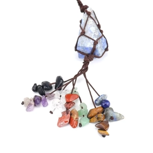 Pendente da parete fatto a mano 7 chakra lapis lazuli grezzo con nappe di pietre dure