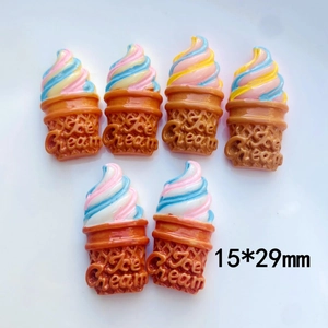 Macro shot of 15x29mm colorful resin ice cream cones for DIY crafts and phone case decor